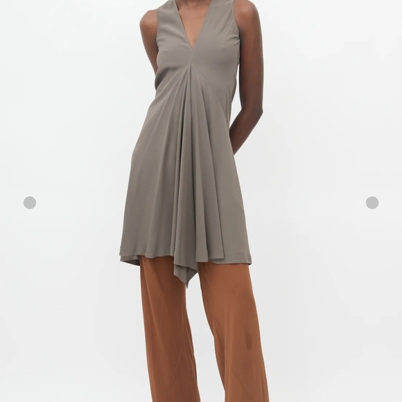 Rick Owens Dresses & Skirts - Rick Owens Chic Taupe Sleeveless Draped Dress Flowy Size M/6